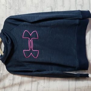 Navy Blue & Pink Under Armour Hoodie, Medium
